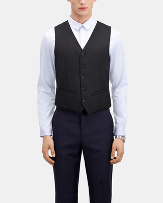 Black suit vest in wool tailored cut