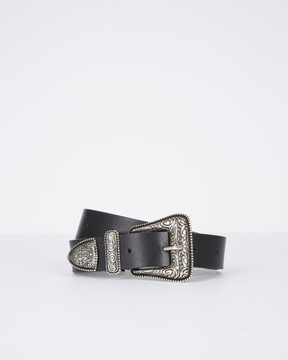 Wide black leather belt