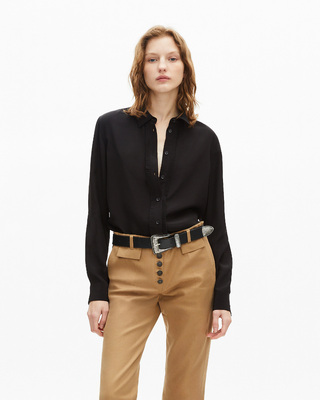 Wide black leather belt