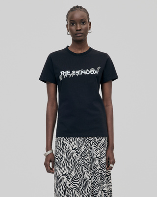 'What Is' T-shirt with black rhinestones