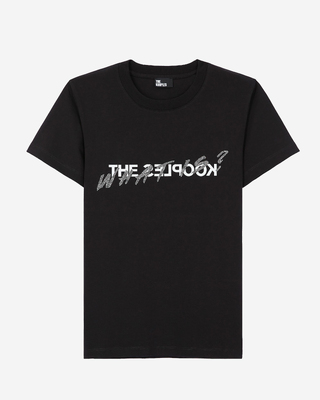 'What Is' T-shirt with black rhinestones