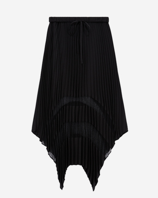 Long pleated skirt with black lace