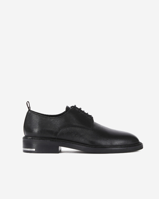Black leather lace-up shoes