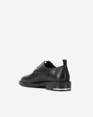 Black leather lace-up shoes