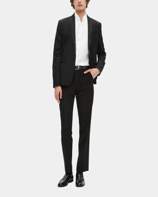 Tuxedo pants with straight black satin details