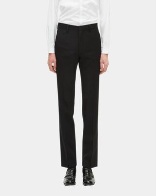 Tuxedo pants with straight black satin details