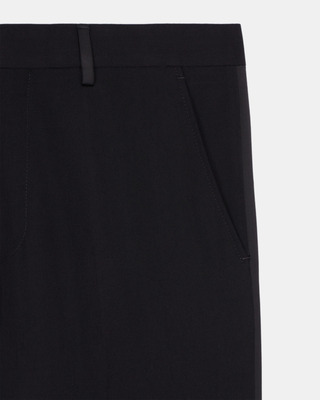Tuxedo pants with straight black satin details