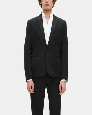Tuxedo jacket with satin details, black slim fit