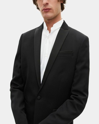 Tuxedo jacket with satin details, black slim fit