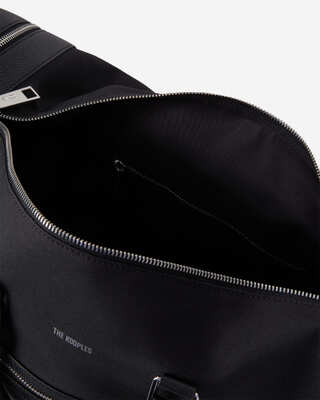 Black leather and canvas weekend bag