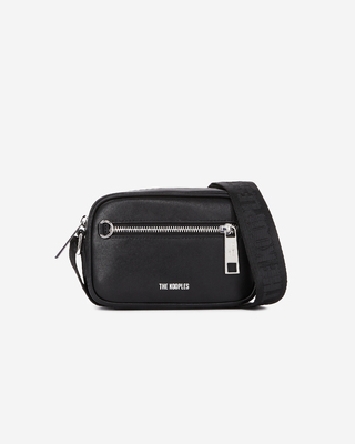 Small black leather messenger bag