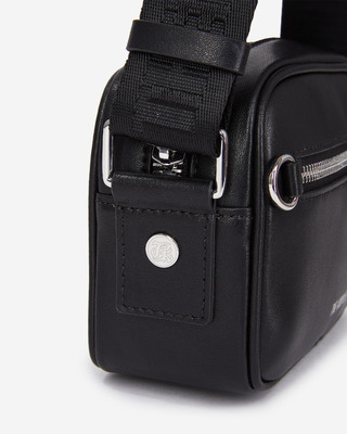 Small black leather messenger bag