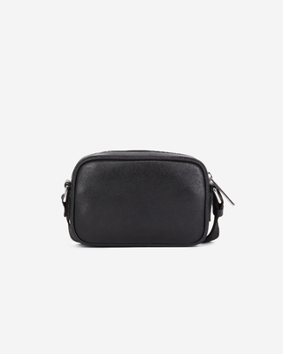 Small black leather messenger bag