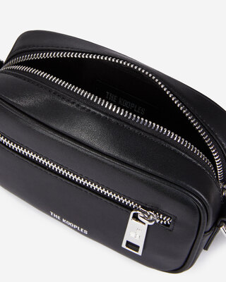 Small black leather messenger bag
