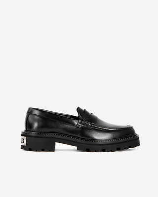 Black leather loafers