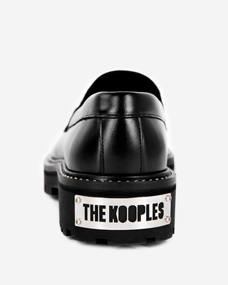 Black leather loafers