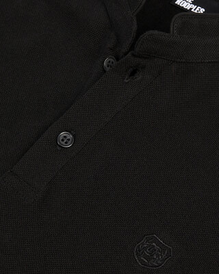 Black pique cotton polo t-shirt