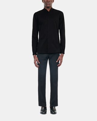 Slim-fit black smart twill shirt
