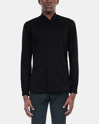 Slim-fit black smart twill shirt