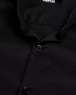 Slim-fit black smart twill shirt