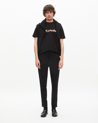 Black straight-cut wool pants 