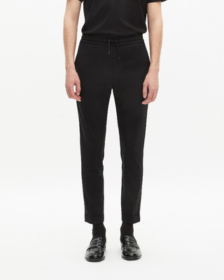 Black straight-cut wool pants 