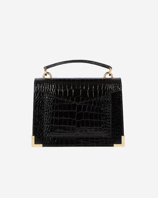 Emily small crocodile effect bag in black leather