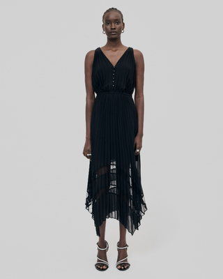 Black pleated long dress
