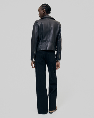Black leather biker jacket