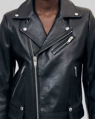 Black leather biker jacket
