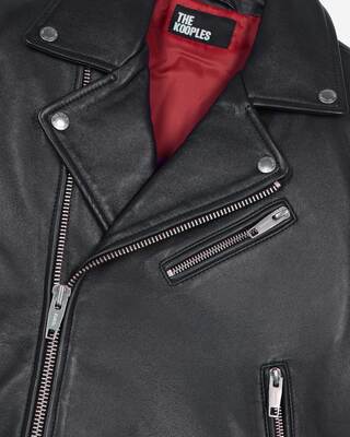 Black leather biker jacket