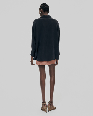 Loose black washed silk shirt