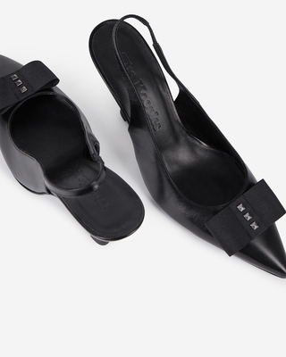 Black leather slingback pumps