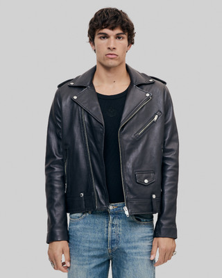 Black leather biker jacket