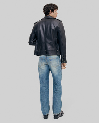 Black leather biker jacket