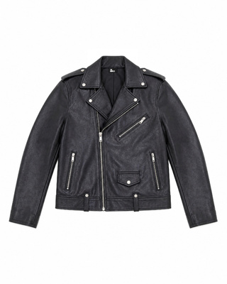 Black leather biker jacket