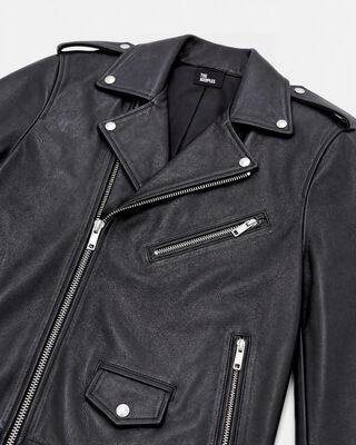 Black leather biker jacket