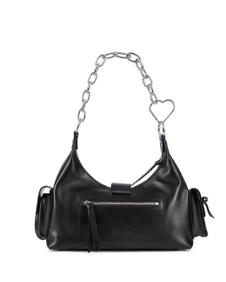 Amelia bag with smooth black leather chain