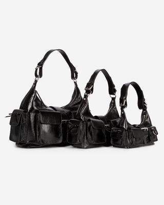 Amelia bag in black cracked leather