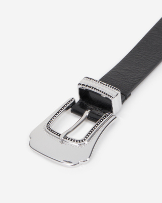 Thin black leather belt