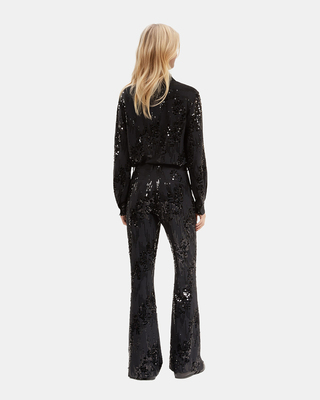 Black sequinned flare pants
