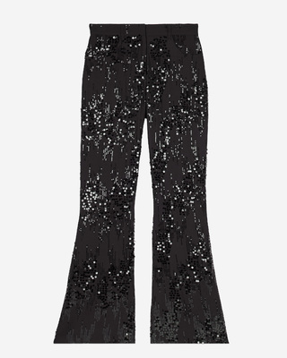 Black sequinned flare pants