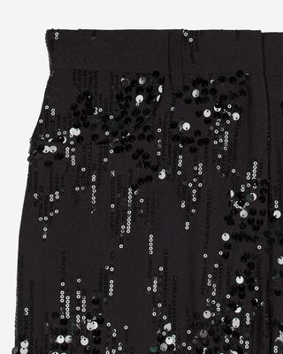 Black sequinned flare pants