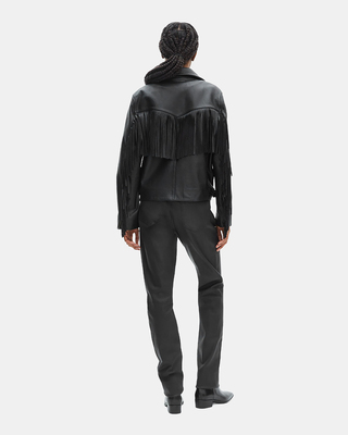 Black fringed leather jacket