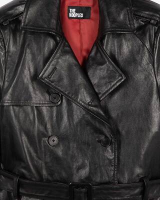 Long black leather trench coat