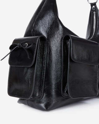 Black leather Amelia XL bag