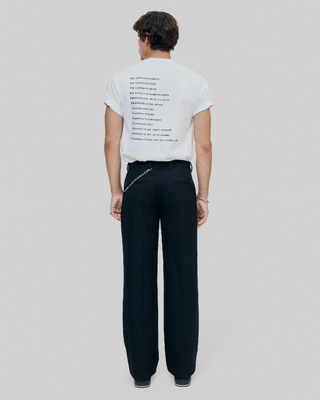 Black wide-leg wool pants
