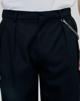 Black wide-leg wool pants