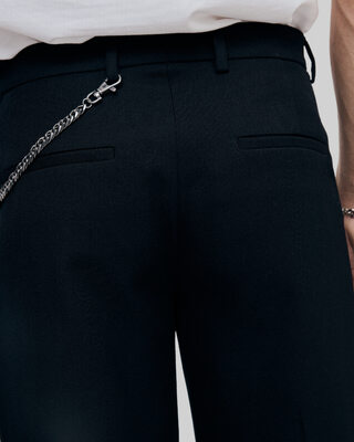 Black wide-leg wool pants