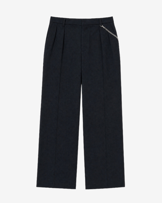 Black wide-leg wool pants